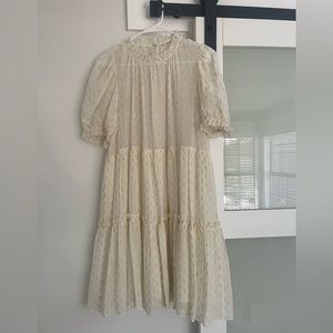 Ulla Johnson babydoll dress white and gold
